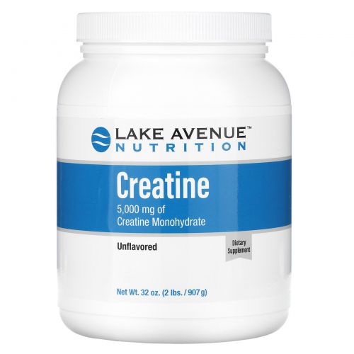 Lake Avenue Nutrition, Креатин в порошке, без вкусовых добавок, 5000 мг, 907 г (2 фунта)
