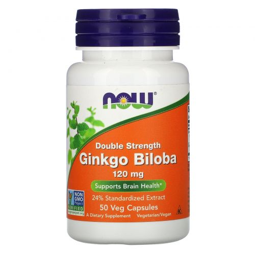 Now Foods, Ginkgo Biloba, Double Strength, 120 mg, 50 Veg Capsules