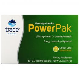 Trace Minerals Research, Electrolyte Stamina, Power Pak, вкус лимон-лайм, 30 пакетиков по 4.9 г каждый