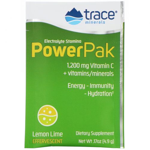 Trace Minerals Research, Electrolyte Stamina, Power Pak, вкус лимон-лайм, 30 пакетиков по 4.9 г каждый