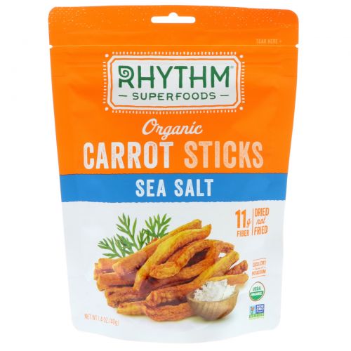 Rhythm Superfoods, Organic Carrot Sticks, Sea Salt, 1.4 oz (40 g)