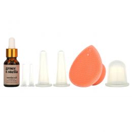 Grace & Stella, Facial Cupping Set with Complimentary Jojoba Oil + Silicone Cleanser, 7 Piece Set