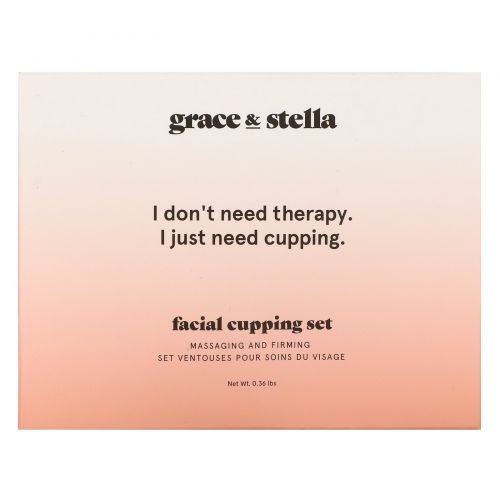 Grace & Stella, Facial Cupping Set with Complimentary Jojoba Oil + Silicone Cleanser, 7 Piece Set