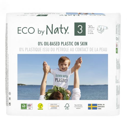 Naty, Diapers for Sensitive Skin, Size 3, 9-20 lbs (4-9 kg), 30 Diapers