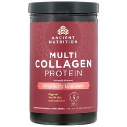 Dr. Axe / Ancient Nutrition, Multi Collagen Protein Powder, Strawberry Lemonade, 18.9 oz (535 g)