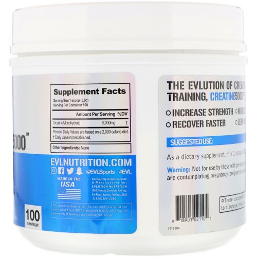 EVLution Nutrition, Creatine 5000, 17.6 oz (500 g)