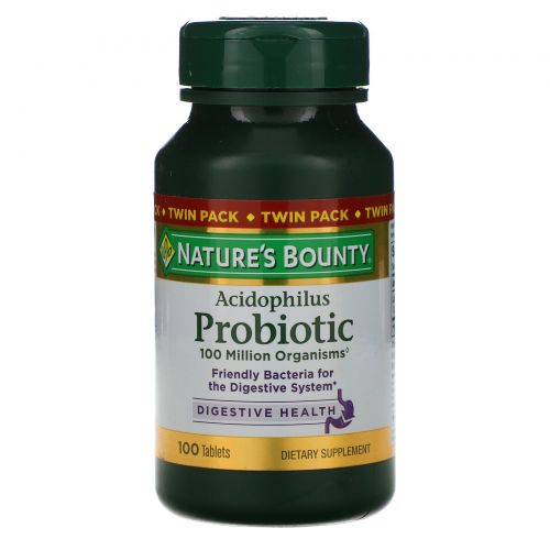 Nature's Bounty, Acidophilus Probiotic, Twin Pack, 100 Tablets Each