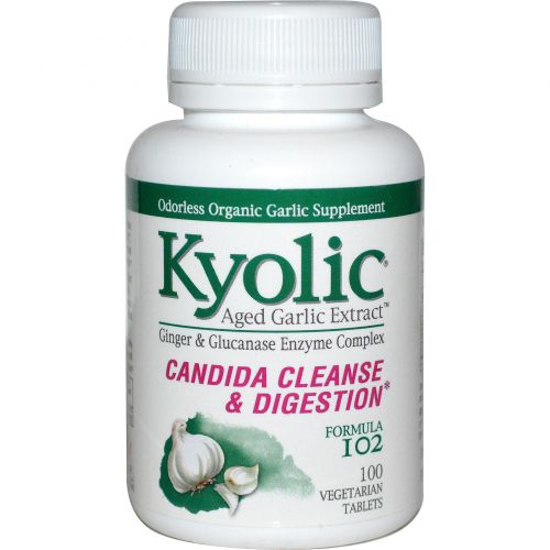 Wakunaga - Kyolic, Формула 102 Kyolic, очищение от кандиды и улучшение пищеварения, 100 вегетарианских таблеток