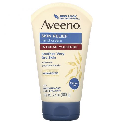 Aveeno, Active Naturals, Skin Relief, крем для рук, без отдушек, 3.5 унции (100 г)