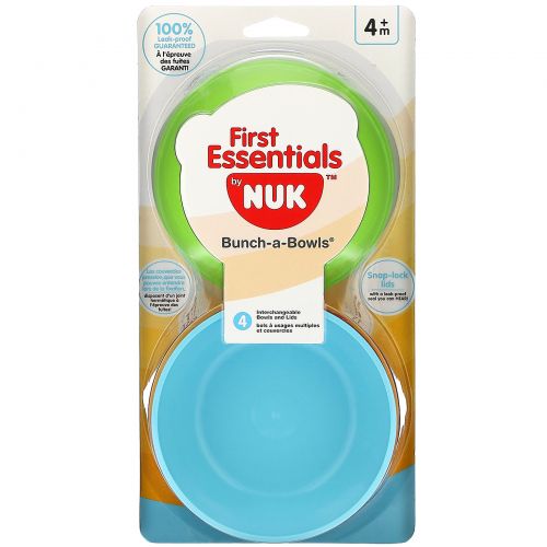 NUK, Миски Gerber Graduates Bunch-a-Bowls, 4 миски и крышки