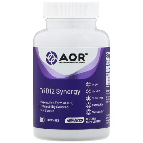 Advanced Orthomolecular Research AOR, Tri B12 Synergy, 60 пастилок
