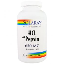 Solaray, HCL with Pepsin, 650 mg, 250 Capsules