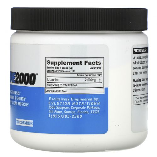 EVLution Nutrition, L-Leucine2000, Unflavored, 7.05 oz (200 g)