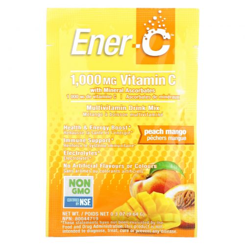 Ener-C, Витамин C, Шипучая растворимая смесь для приготовления напитка, Персик и манго, 30 пакетов, 10,2 унции (289,2 г)