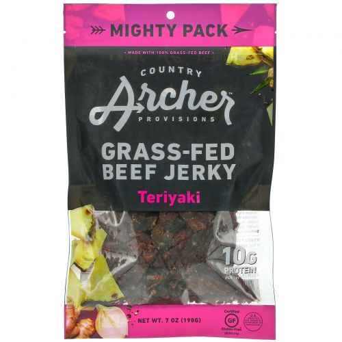 Country Archer Jerky, Beef Jerky, Teriyaki, 7 oz (198 g)