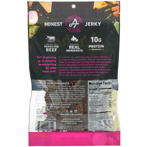 Country Archer Jerky, Beef Jerky, Teriyaki, 7 oz (198 g)