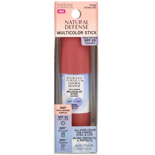 Physicians Formula, Natural Defense Multicolor Stick, SPF 20, Natural Rose, 0.26 oz (7.4 g)