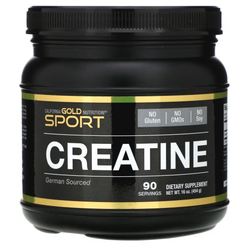 California Gold Nutrition, SPORT, German, Pure Creatine Monohydrate, Creapure, Gluten-Free, 16 унций (454 г)