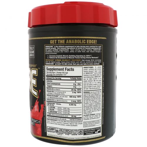 ALLMAX Nutrition, Aminocore, Max Strength BCAAs, 8G BCAAS, 0 Sugar, Gluten Free, Non-GMO, Fruit Punch Blast, 2.6 lbs. (1166 g)