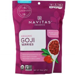 Navitas Organics, Organic, ягоды годжи, высушенные на солнце, 16 унций (454 г)