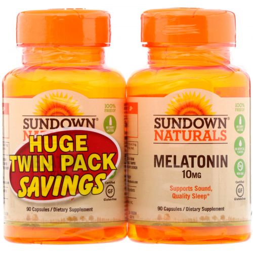 Sundown Naturals, Melatonin, Twin Pack, 10 mg, 90 Capsules Each