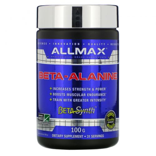 ALLMAX Nutrition, 100%-ный чистый бета-аланин максимальной силы + усвоение, 3200 мг, 3,5 унции (100 г)