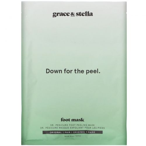 Grace & Stella, Dr. Pedicure Foot Exfoliating Mask, Original, 1 Pair