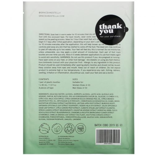 Grace & Stella, Dr. Pedicure Foot Exfoliating Mask, Original, 1 Pair