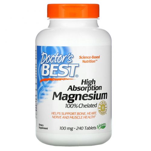 Doctor's Best, High Absorption Magnesium, 100% Chelated with TRAACS, 240 Tablets