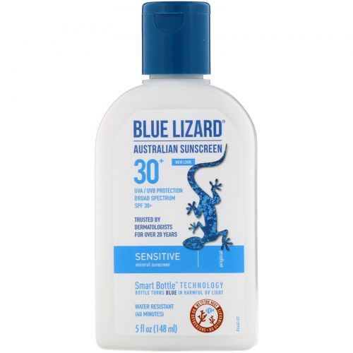 Blue Lizard Australian Sunscreen, Солнцезащитное средство для чувствительной кожи, SPF 30+, без запаха, 5 жидких унций (148 мл)