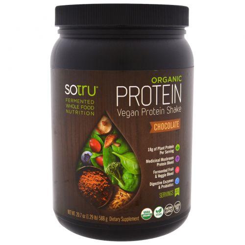 SOTRU, Organic Vegan Protein Shake, Chocolate, 20.7 oz (588 g)