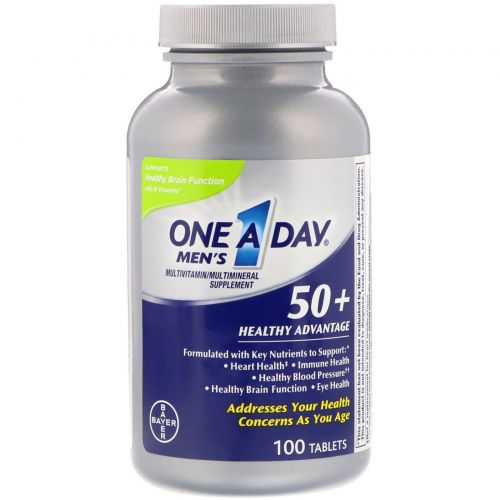 One-A-Day,  Для мужчин 50+, польза для здоровья, мультивитаминная/мультиминеральная добавка, 100 таблеток