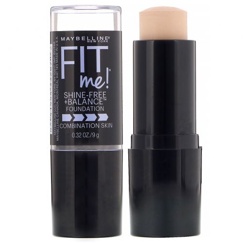 Maybelline, Тональная основа-карандаш Fit Me, Shine-Free + Balance, оттенок 110 «Porcelain», 9 г