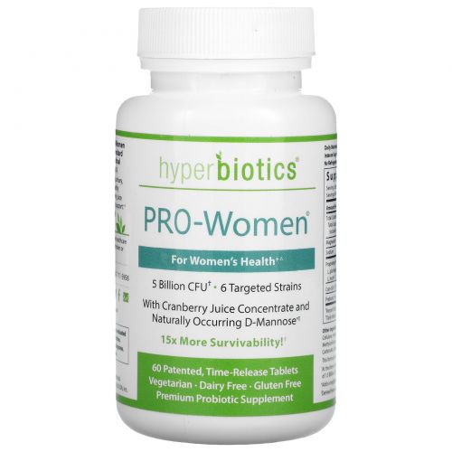 Hyperbiotics, "Pro-Women", пробиотик для женщин, 5 миллиардов колониеобразующих единиц, 60 таблеток замедленного высвобождения