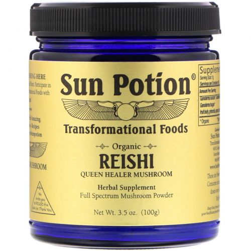 Sun Potion, Reishi Порошок из Натуральных Грибов, Органический, 3,5 унции (100 г)