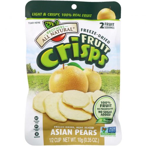 Brothers-All-Natural, Asian Pears Fruit-Crisps, 12 Half Cup Bags , 4.23 oz (120 g)