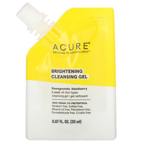 Acure, Brightening Cleansing Gel, 0.67 fl oz (20 ml)