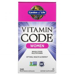 Garden of Life, Vitamin Code, женский, комплекс мультивитаминов из необработанных цельных продуктов, 240 вегетарианских капсул