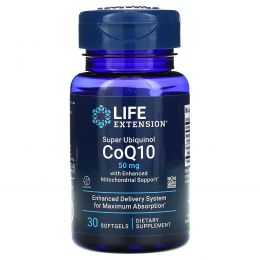 Life Extension, Super Ubiquinol CoQ10 with Enhanced Mitochondrial Support, 50 мг, 30 капсул