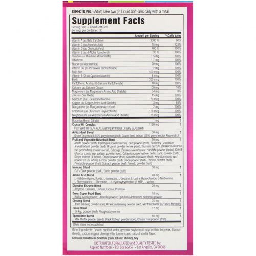 appliednutrition, Women's Liquid Soft-Gel 12-IN-1 Multi, 60 Liquid Soft-Gels