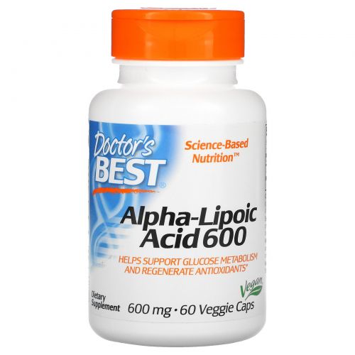 Doctor's Best, Альфа-липоевая кислота (Best Alpha-Lipoic Acid), 600 мг, 60 растительных капсул
