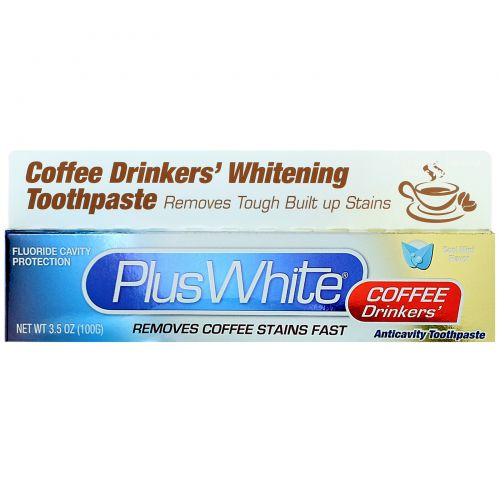 Plus White, Отбеливающая зубная паста для любителей кофе, холодящая мята, 3,5 унции (100 г)