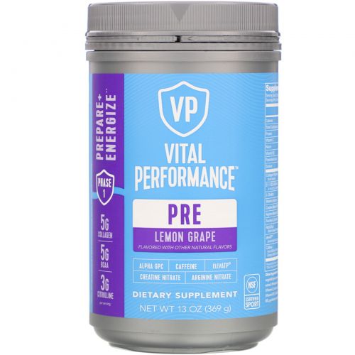 Vital Proteins, Performance, PreWave, Natural Lemon Grape,  13 oz (369 g)