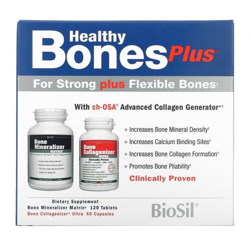Natural Factors, BioSil, Healthy Bones Plus, Здоровые кости, Программа из двух этапов