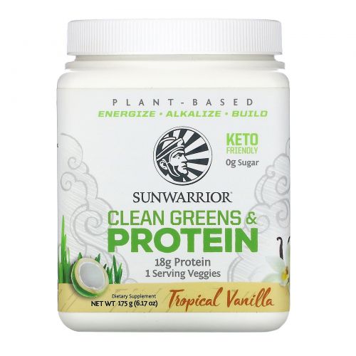 Sunwarrior, Clean Greens & Protein, Tropical Vanilla, 6.17 oz (175 g)