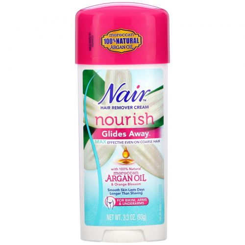 Nair , Hair Remover Cream, Glides Away, Nourish, With 100% Natural Moroccan Argan Oil & Orange Blossom, 3.3 oz (93 g)