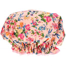 The Vintage Cosmetic Co., Shower Cap, Pink Floral Satin, 1 Count