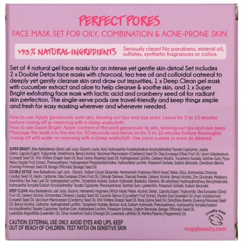 Nugg, Perfect Pores, Face Mask Set, 4 Masks