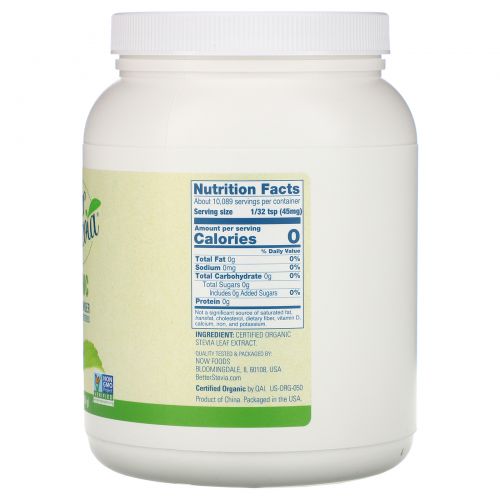 Now Foods, Натуральная стевия, экстракт в порошке, 1 фунт (454 г)