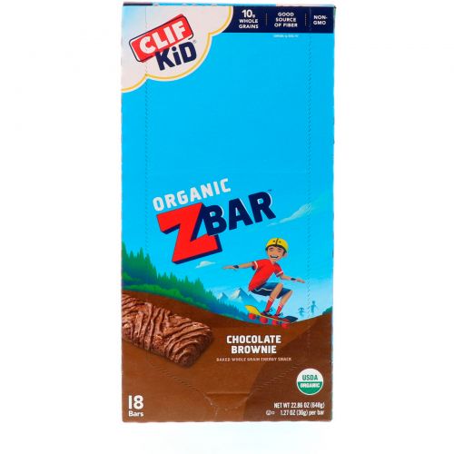 Clif Bar, Clif Kid, Organic Z Bar, Chocolate Brownie, 18 Bars, 1.27 oz (36 g) Each